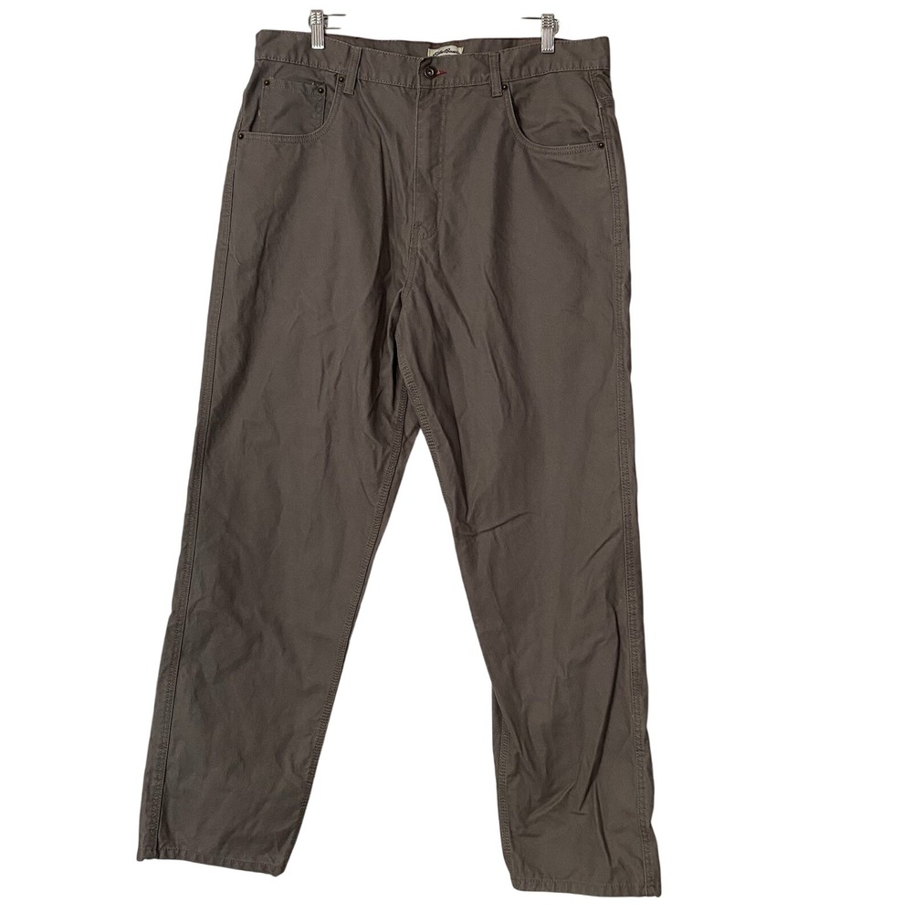 Eddie Bauer Men's Workwear Pants 38x32 Brown Canvas Pants Straight Leg